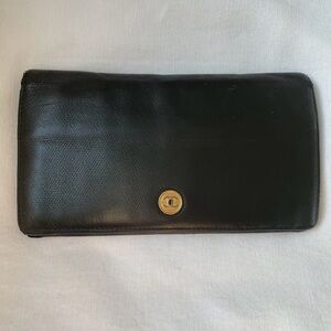 Chanel Caviar Black Long Trifold Leather Wallet with Gold Clasp
